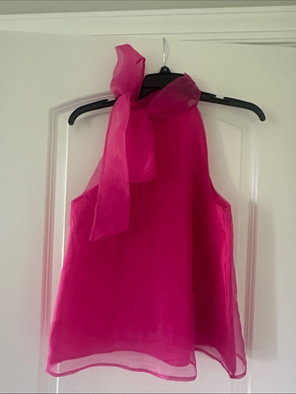 Sugarlips Hot Pink Sheer Tie-Neck Sleeveless Top